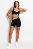Active Crop Top And Shorts with Contrast Piping