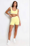 Active Crop Top And Shorts with Contrast Piping