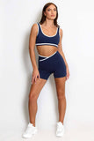 Active Crop Top And Shorts with Contrast Piping