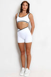 Active Crop Top And Shorts with Contrast Piping