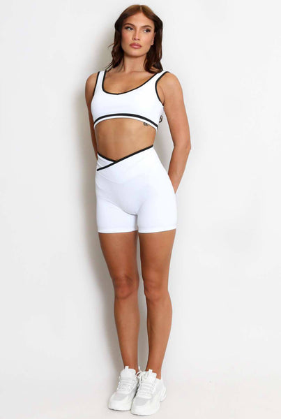 Active Crop Top And Shorts with Contrast Piping