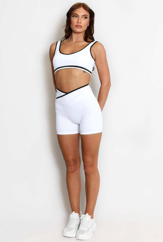 Active Crop Top And Shorts with Contrast Piping