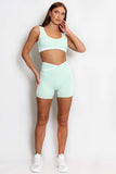 Active Crop Top And Shorts with Contrast Piping