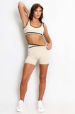 Active Crop Top And Shorts with Contrast Piping