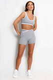 Active Crop Top And Shorts with Contrast Piping