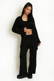 Three Piece Long Cardigan And Wide Leg Trouser Set