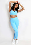 Contrast Lining Muscle Back Gym Set