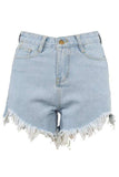 Ripped Hem Denim Shorts