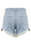 Ripped Hem Denim Shorts