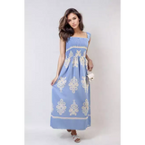 Sleeveless Flowy Tribal Print Summer Maxi Dress