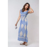 Sleeveless Flowy Tribal Print Summer Maxi Dress