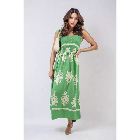 Sleeveless Flowy Tribal Print Summer Maxi Dress