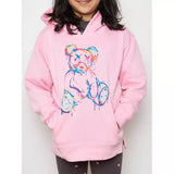 Kids Colour Drip Teddy Graphic Print Hoodie