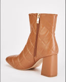 Quilted Block Heel Ankle Boots