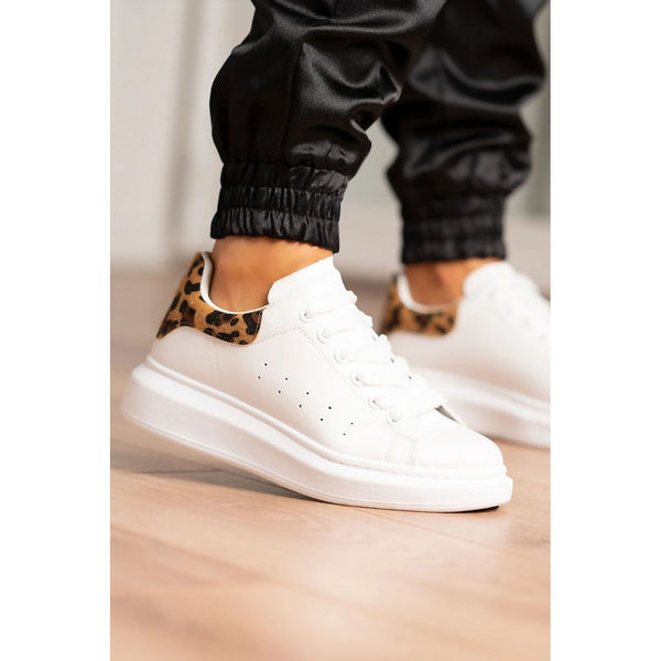 Leopard Print White Chunky Trainers